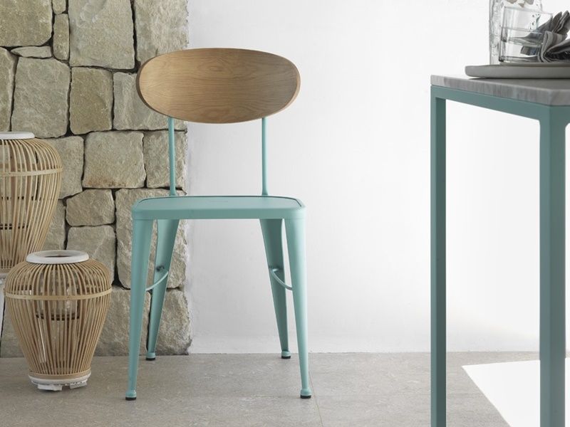 Chaise Austin en métal et bois