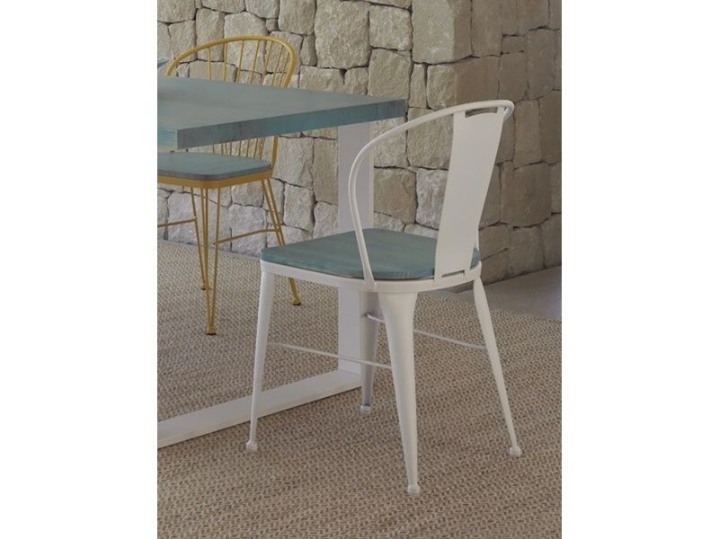 Chaise Roma en métal et bois