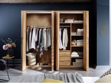 Armoire Léo 8 en chêne massif haut de gamme, meuble pour la chambre. Lotuséa