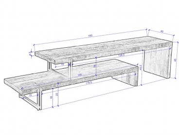 Meuble TV Santa Ana en bois recyclé et métal modulable