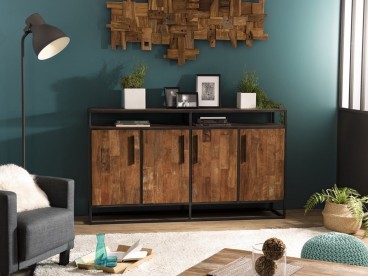 Buffet Santa Ana poignées longues métal noir