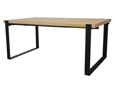 Table rectangulaire en hévéa recyclé et pieds acier