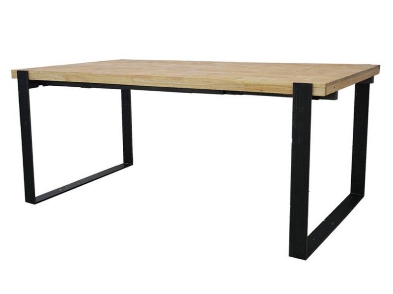 Table rectangulaire en hévéa recyclé et pieds acier