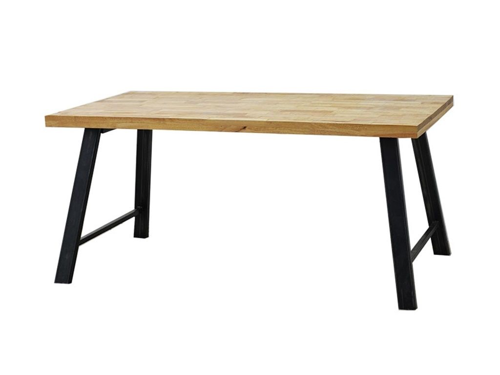 Table de repas rectangulaire bois massif recyclé clair et métal
