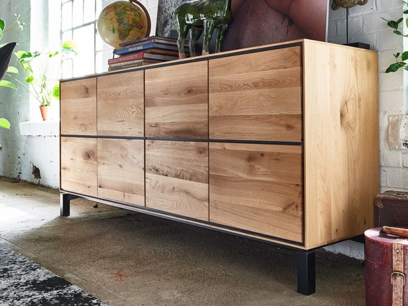 Buffet Atlanta 200 cm en chêne massif 4 portes Buffet en bois et