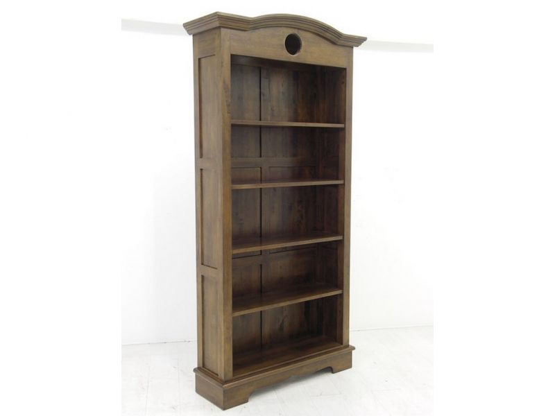 Bibliothèque en bois massif vernis foncé