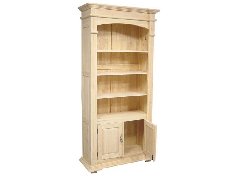 Bibliothèque Rustique en bois massif , finition brut