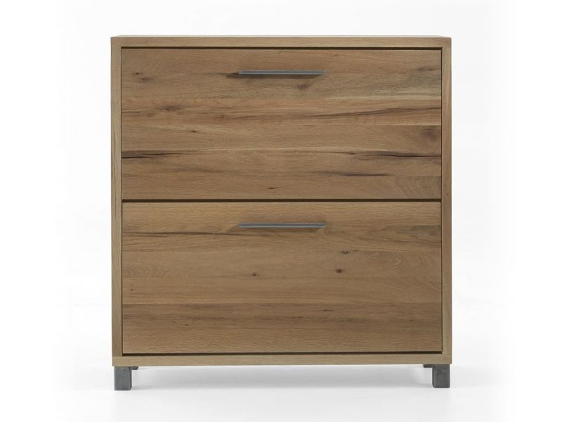 Meuble à chaussures Hugo 2 en chêne massif haut de gamme, meuble d