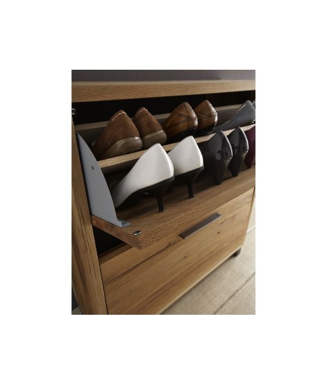 Meuble à chaussures Hugo en chêne massif haut de gamme, meuble d'entrée