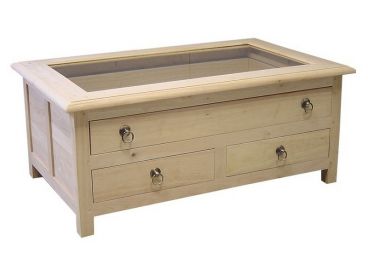 Table basse en bois massif, finition brut