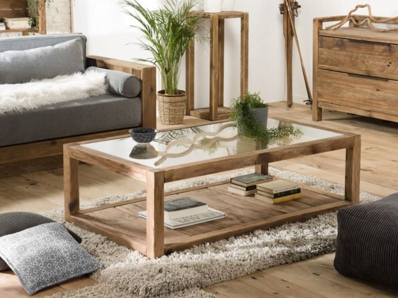 Table basse Harmony en pin recyclé 