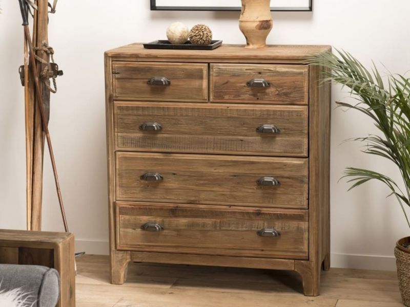 Commode 6 tiroirs Harmony en pin recyclé