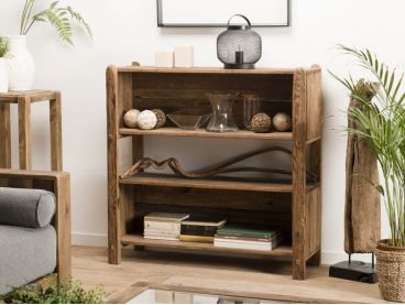 Etagère design décalée en bois de teck et métal - collection Tinesixe