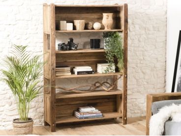 Etagère design décalée en bois de teck et métal - collection Tinesixe