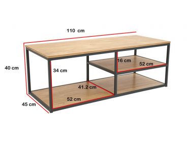 Meuble TV d'angle hévéa 5 niches + 2 tiroirs Drammen