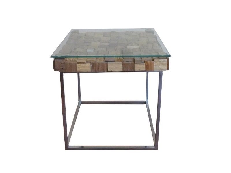 Table basse Block Wood en teck recyclé