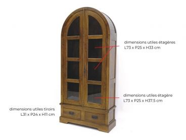 Vitrine Satun avec dimensions