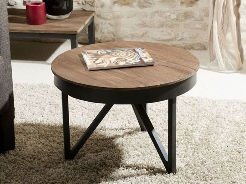 Bout de canapé Santa Ana 3 en teck recyclé et métal