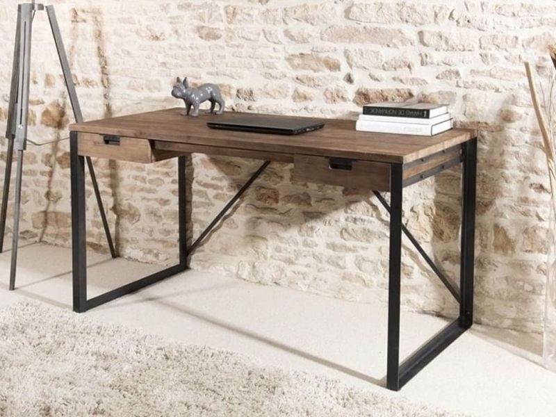 Bureau Santa Ana de style industriel en bois et métal Bureau Santa Ana de style industriel en bois et métal