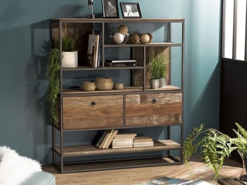 Etagère Santa Ana 5 en teck recyclé et métal 