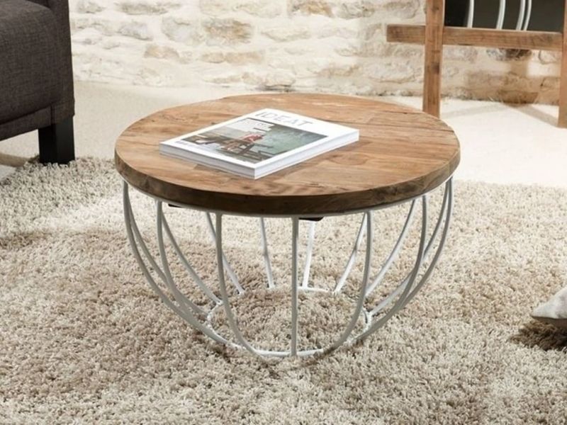 Table basse Santa Ana 2 en teck recyclé et métal