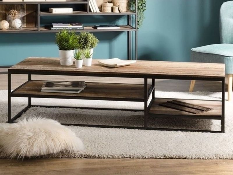 Table basse Santa Ana 25 en teck recyclé et métal 