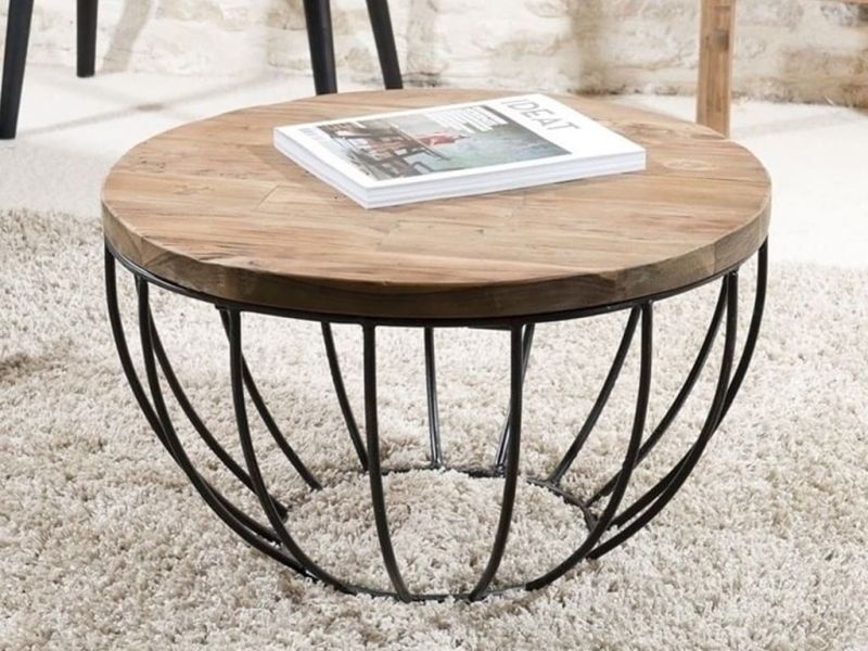 Table basse Santa Ana 3 en teck recyclé et métal
