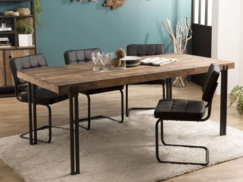 Table de repas Santa Ana 4 en teck recyclé et métal 