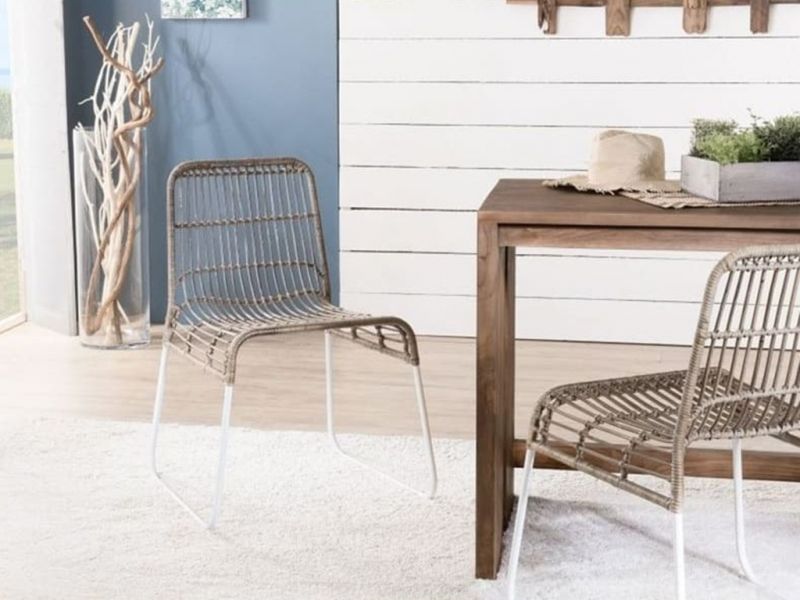 Lot de 6 chaises Compton 4 en rotin & kubu