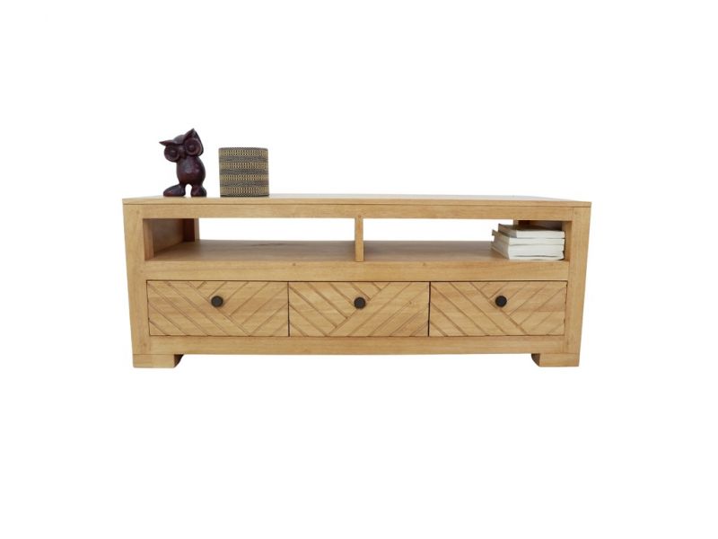 Meuble TV Fang 3 en hévéa massif