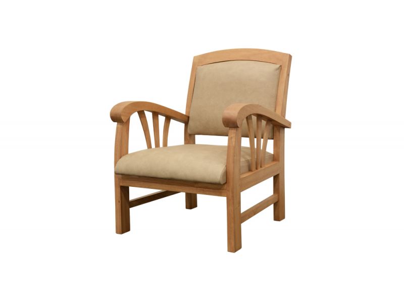 Fauteuil crème Tango en hévéa massif