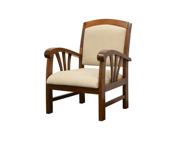 Fauteuil écru Tango en hévéa massif