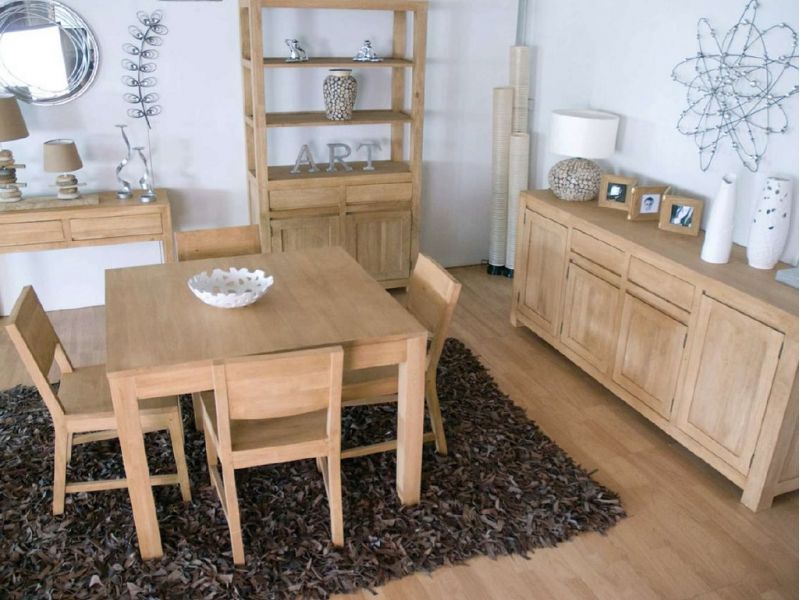 Table carrée Tak en hévéa massif