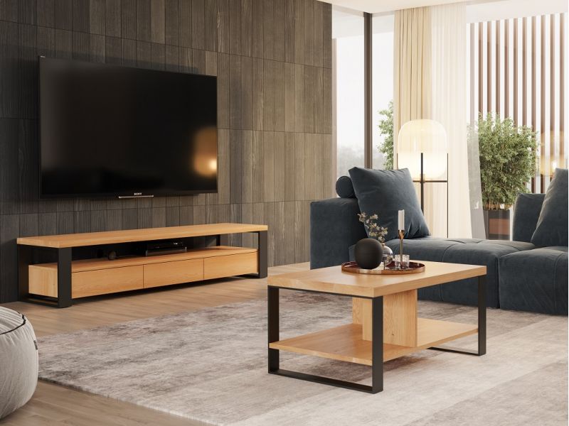 Meuble TV Rimouski en chêne massif