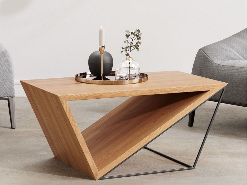 Table basse Montréal 2 en Chêne Massif haut de gamme et métal Lotuséa