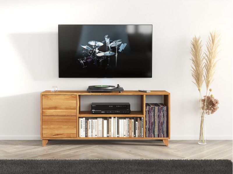 Meuble TV Myosotis 2 en chêne massif 