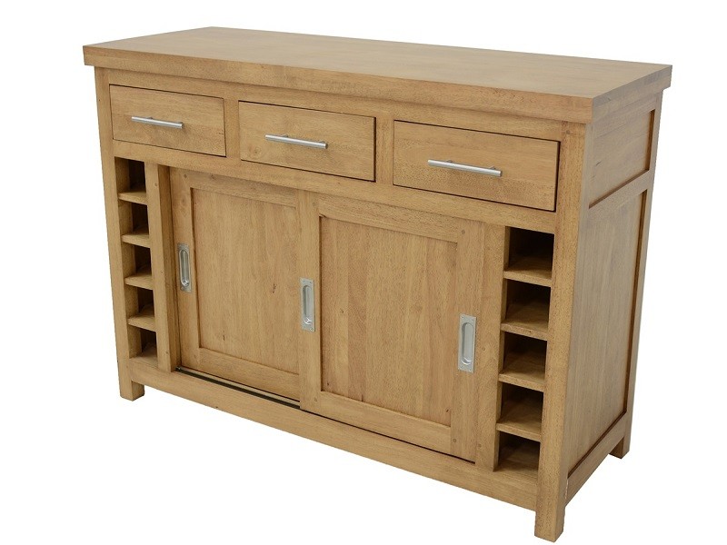 Meuble bas de cuisine en bois d'hévéa massif