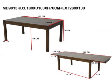 Table Thaman en hévéa massif