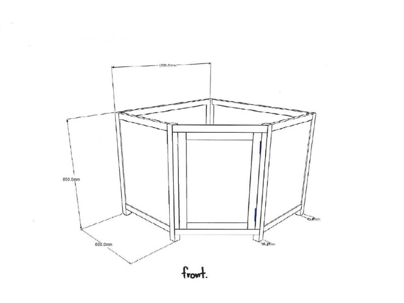 Meuble d'angle en brut, sans plateau