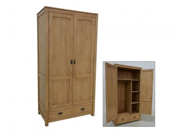 Armoire Bangkok 3, vernis miel, L90 cm, portes coulissantes