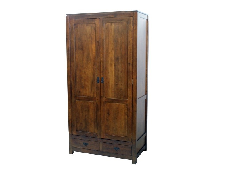 Armoire Bangkok 3, vernis miel, L90 cm, portes coulissantes