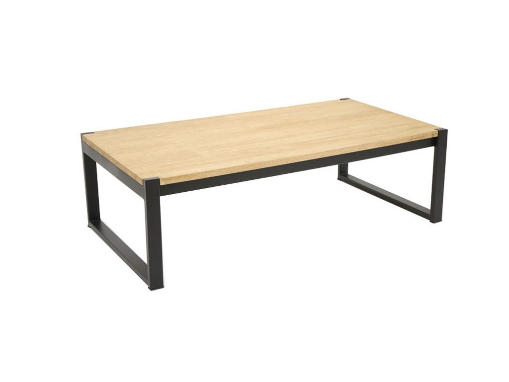 Table basse rectangulaire en bois massif, Finition Brut