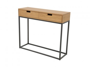 Console en bois massif, style industriel, Finition Vernis Naturel