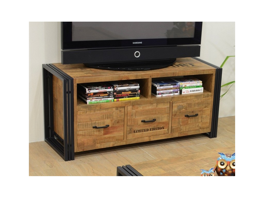 Meuble TV en bois recyclé , pieds en métal