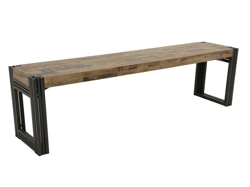 Banc en hévéa massif recyclé, style industriel Banc en hévéa massif recyclé, style industriel