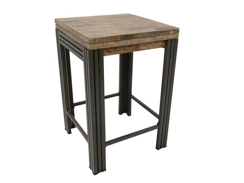 Table haute en hévéa massif recyclé, style industriel Table haute en hévéa massif recyclé, style industriel