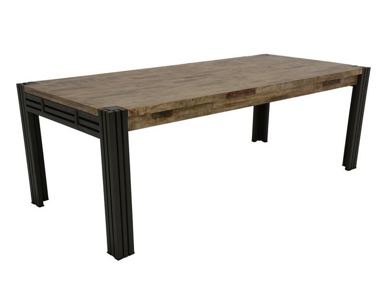 Grande table à manger 220x100cm en hévéa massif recyclé, pieds en acier Grande table à manger 220x100cm en hévéa massif recyclé, pieds en acier