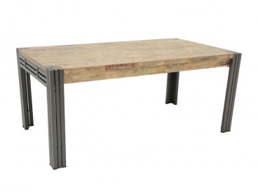 Table de repas 180x100cm en bois massif recyclé, style industriel