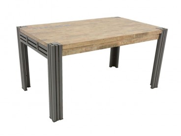 Table de repas 150cm en bois massif recyclé, style industriel