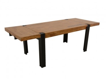 Table de repas 150cm en bois massif recyclé, avec allonges